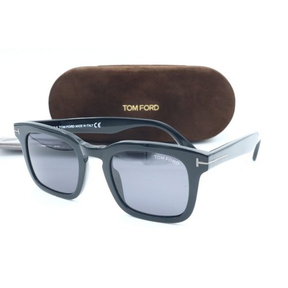 Authentic Tom Ford TF 0751-N 01A Shine Black Square Sunglasses Gray Lenses (B)